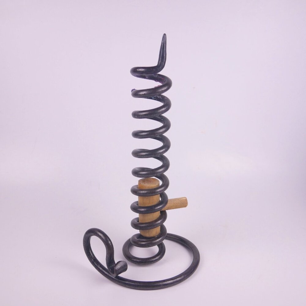 Wrought Iron Spiral Candlestick Holder 8"